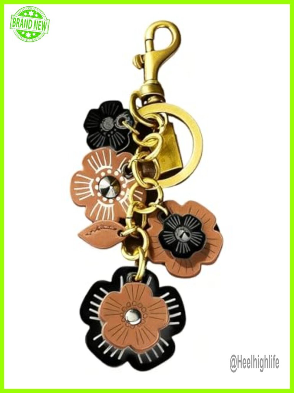 PU Leather Floral Bag Charm Keychain Purse Keyring Accessory